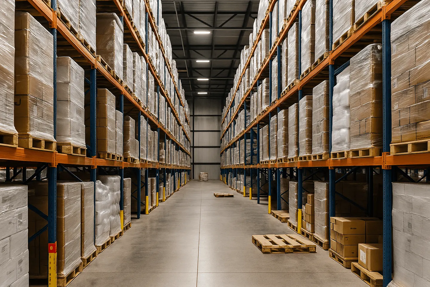 Warehouse aisle with racking