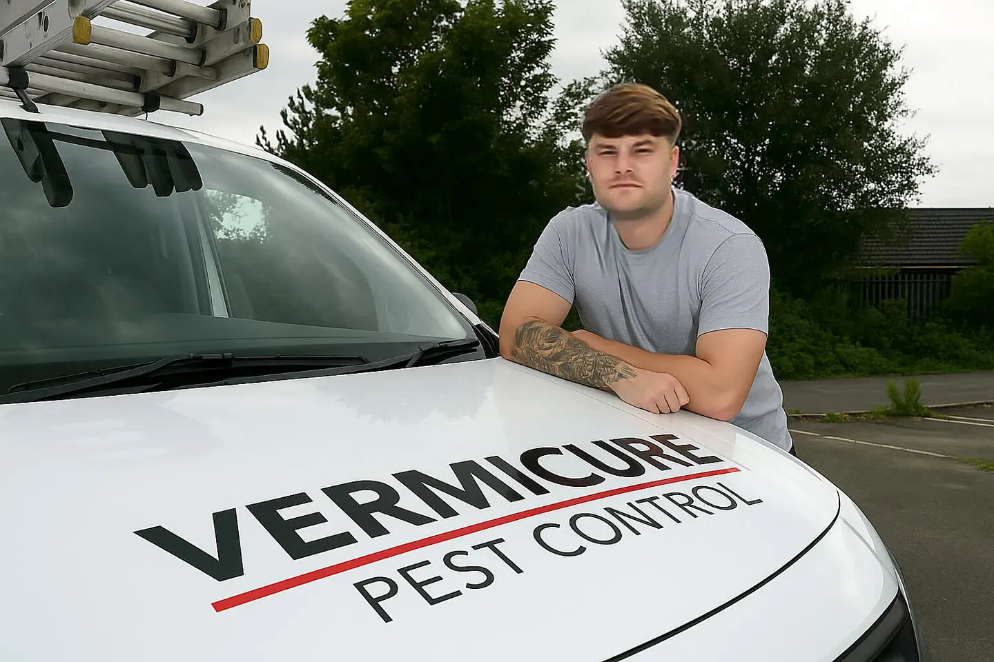 Kieran Sampler, VermiCure's founder, with the VermiCure van